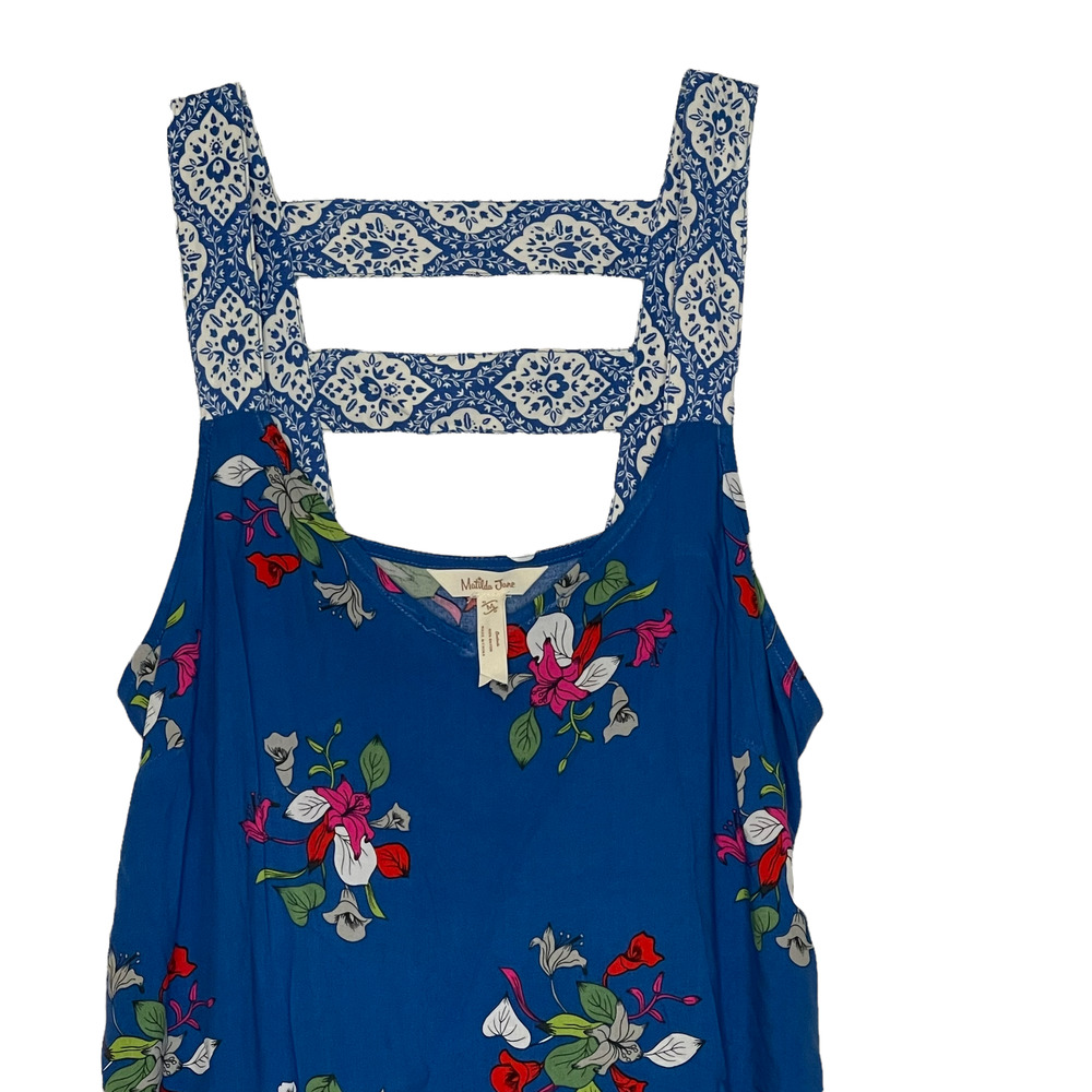 Matilda Jane Womens Dress Size Medium Blue With Colorful Floral Lined Rayon - Picture 2 of 5